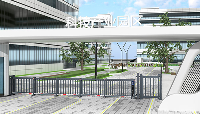 某科技園區(qū)采用 “安快” 柵欄款段滑工業(yè)門效果圖